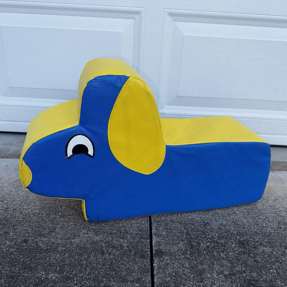 Kids Soft Play Foam Dog Climber Seat Blue Yellow Preschool Daycare Sensory USA